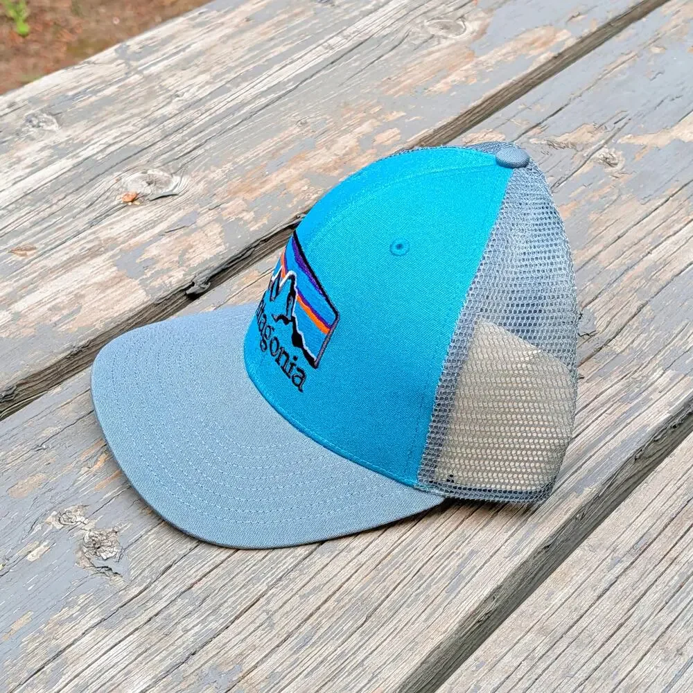 NWT Patagonia Fitz Roy Horizons Trucker Hat Belay Blue Mountain Snapback Cap